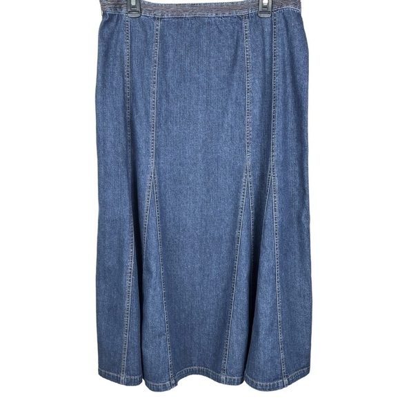 Liz Claiborne Y2K 100% Cotton Long Denim Skirt Size 14 - Picture 1 of 10